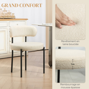 Lot de 2 chaises – Tissu bouclé – Design moderne