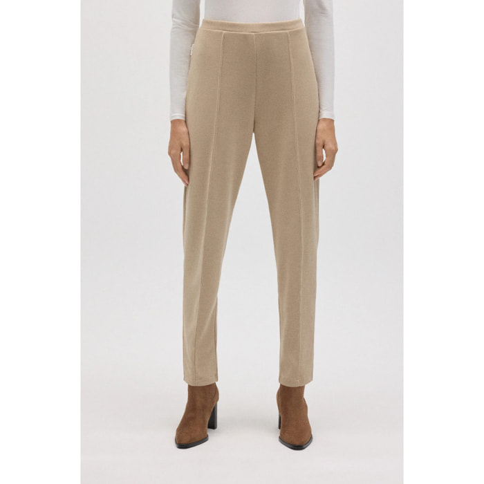 Pantaloni effetto velluto a coste beige