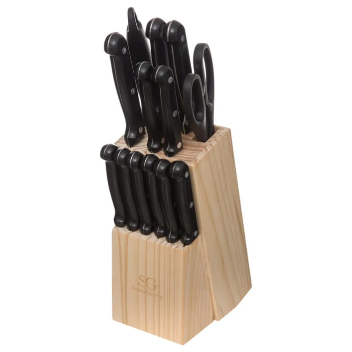 Bloc 11 couteaux avec aiguisoir/ciseaux "Essentiel Black"