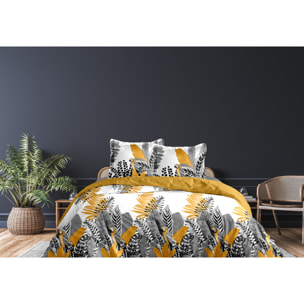 Parure Tropical Luxe Housse de couette 240x220 + 2 Taies - 100% Coton 57 fils - Certifié Oeko-tex