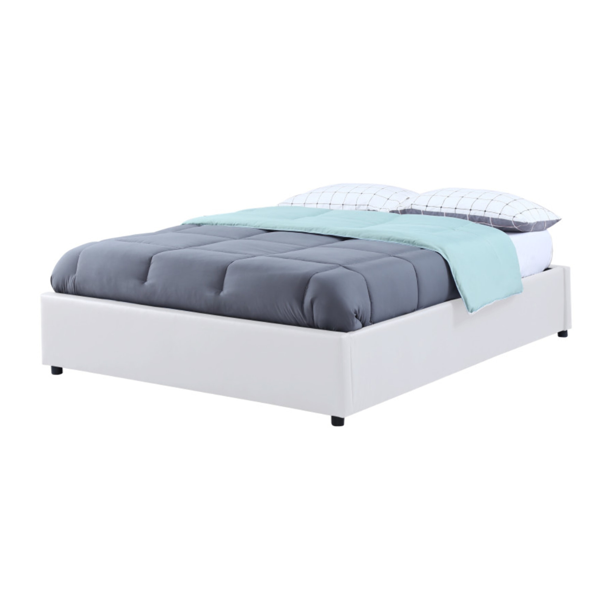 Lit coffre avec sommier Otto - Blanc - Similicuir