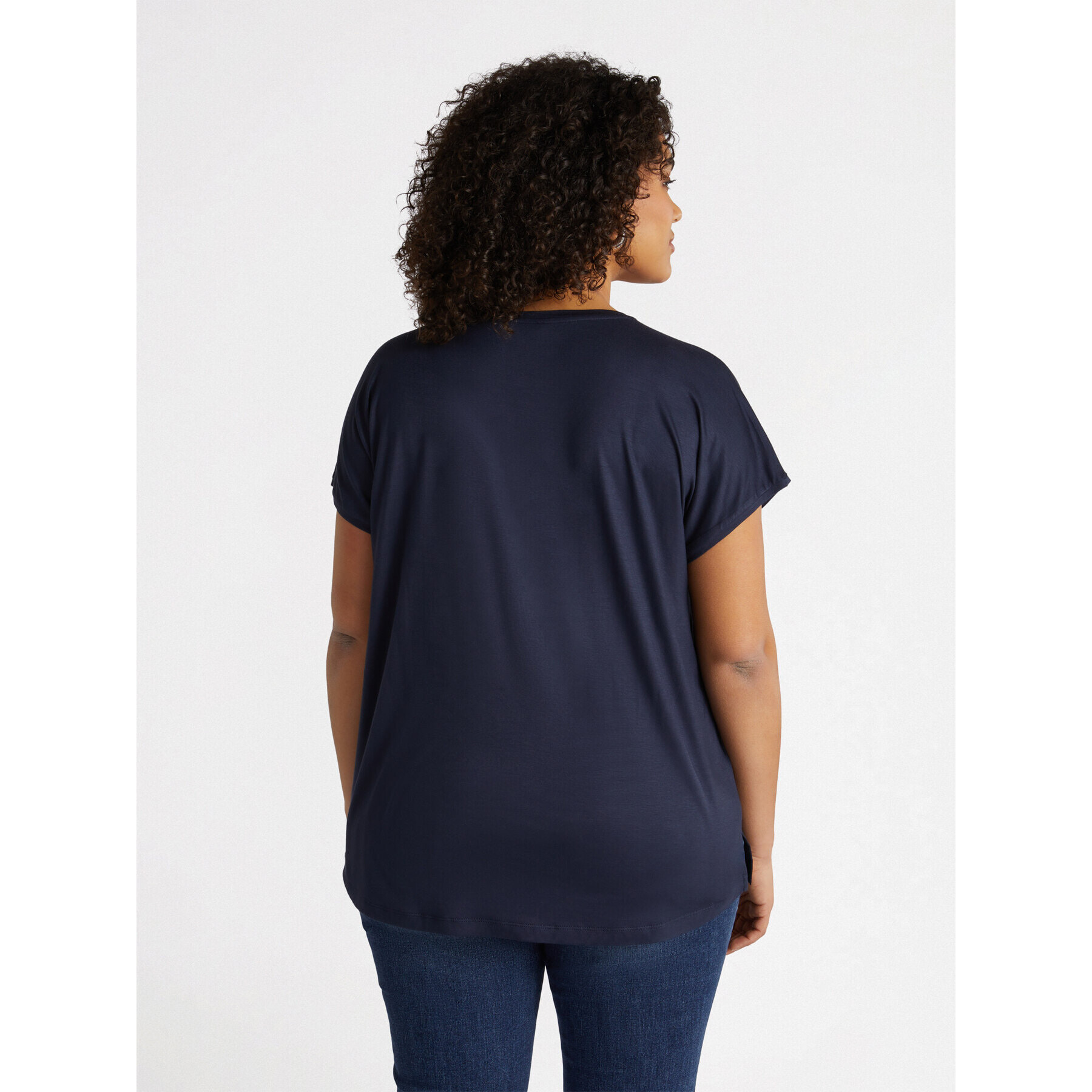 Fiorella Rubino - T-shirt in raso e jersey - Blu