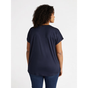 Fiorella Rubino - T-shirt in raso e jersey - Blu
