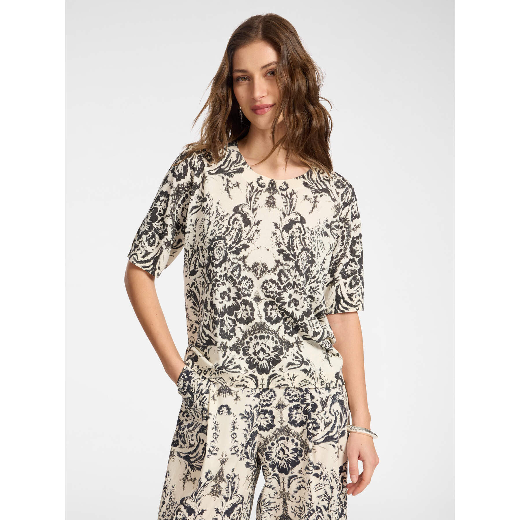 Elena Mirò - Jersey estampado mezcla de algodón - Negro