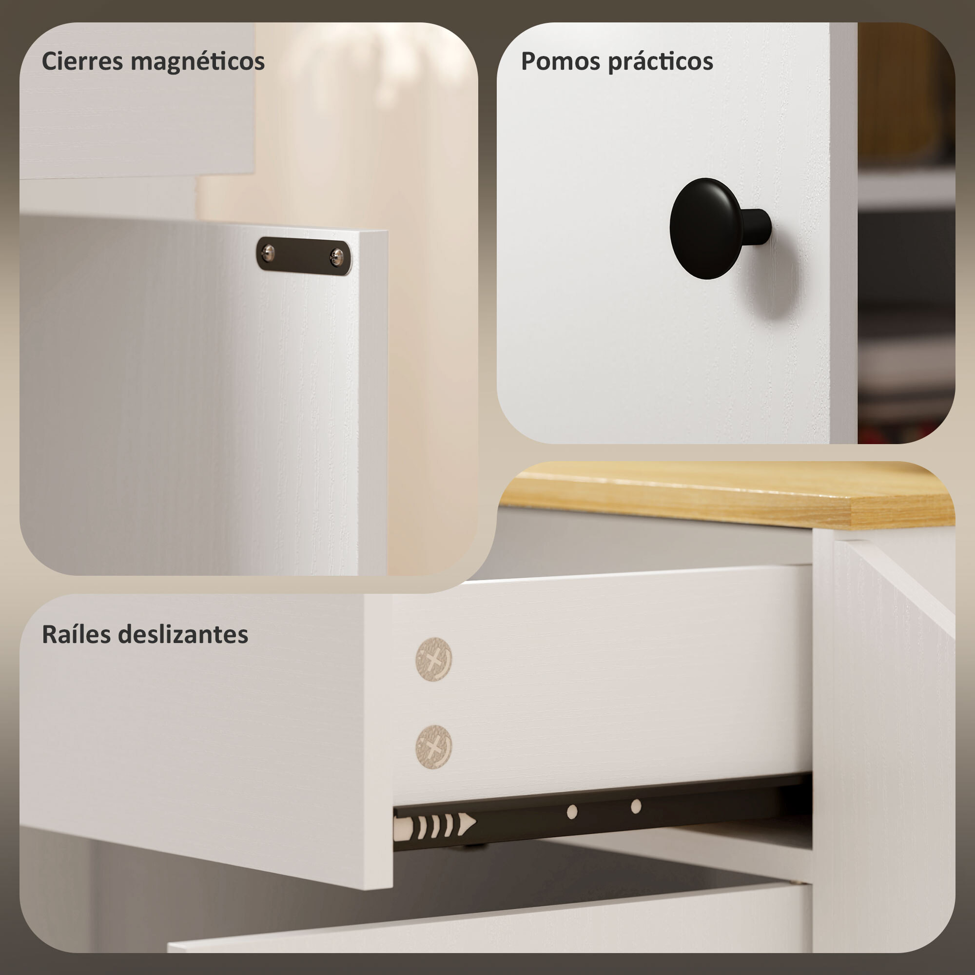 Isla de Cocina con Ruedas Carrito de Cocina Mueble Auxiliar de Cocina con 2 Puertas Cajón Especiero de 3 Niveles Toallero y Estante Ajustable 82x38x86,5 cm Blanco