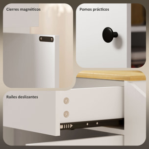 Isla de Cocina con Ruedas Carrito de Cocina Mueble Auxiliar de Cocina con 2 Puertas Cajón Especiero de 3 Niveles Toallero y Estante Ajustable 82x38x86,5 cm Blanco