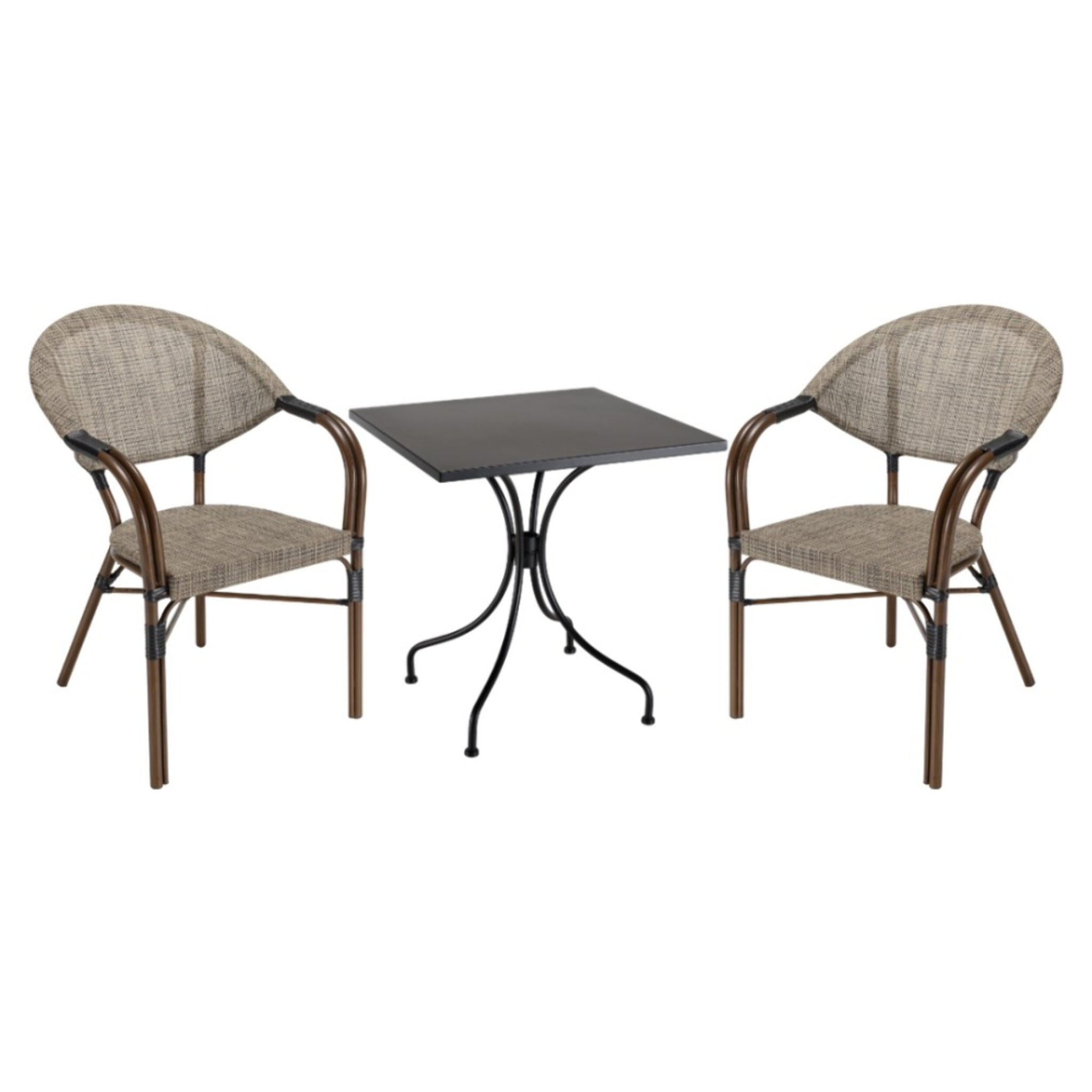 VIANNEY - Ensemble de jardin -table 70x70cm et 2 chaises grises