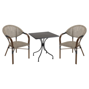 VIANNEY - Ensemble de jardin -table 70x70cm et 2 chaises grises