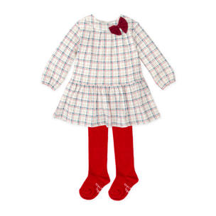 VESTIDO CUADROS CON LEOTARDOS BLANCO - Blanco quÍmico