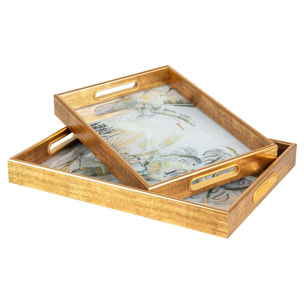 Set 2 Bandejas Cristal Pu 40x30x5 35x25x5 Cm