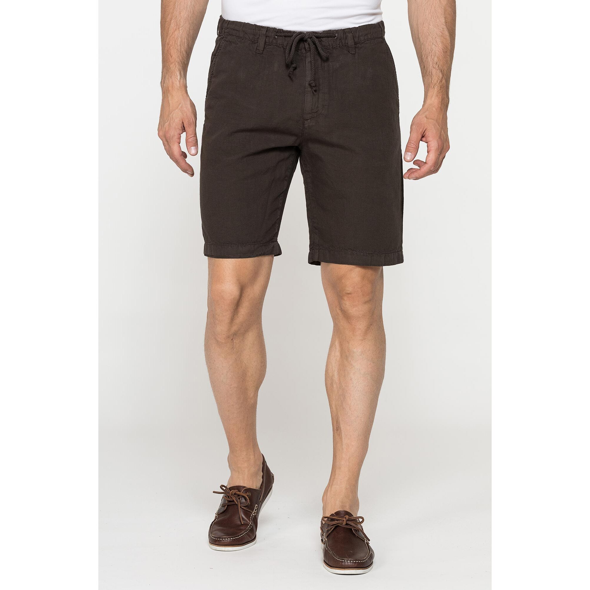 BERMUDA CHINO IN TESSUTO LINO E COTONE CON COULISSE