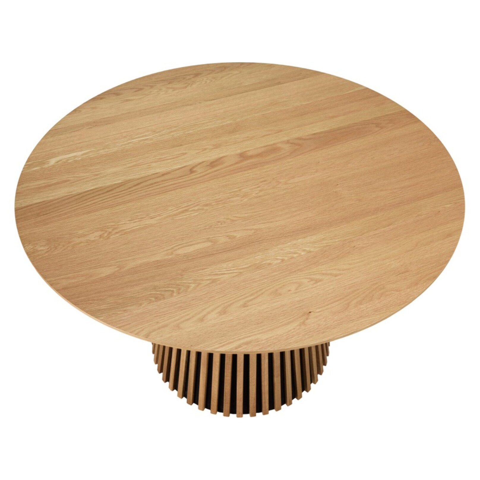 SYA - Table à manger ronde D120 décor et chêne naturel pied à motif strié