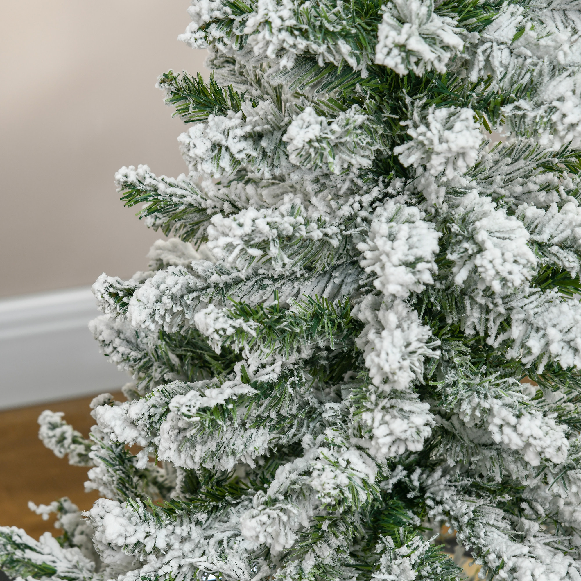 Sapin de Noël artificiel aspect enneigé Ø 70 x 120H cm 200 branches épines imitation Nordmann grand réalisme