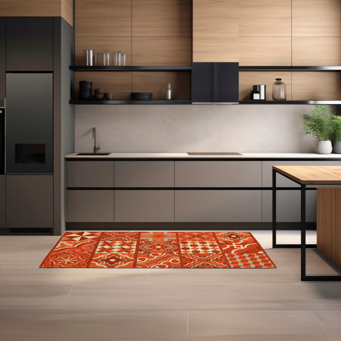 TAPPETO DA CUCINA CEMENTINE RUGGINE