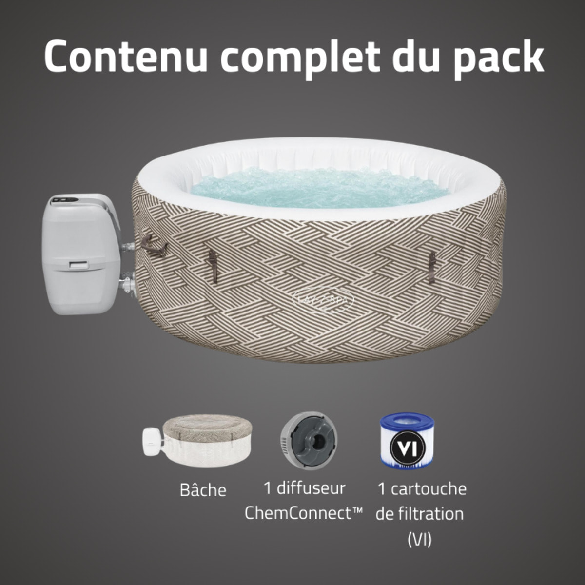 Bestway Spa gonflable rond Lay-Z-Spa Madrid AirJet avec WiFi 2-4 personnes