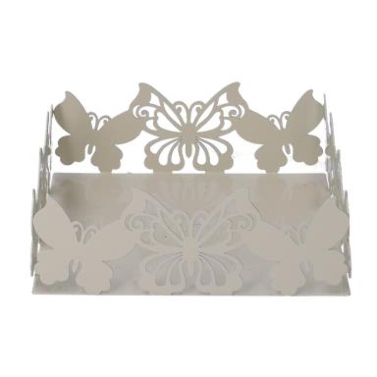 Portatovaglioli in metallo farfalla crema quadrato cm16,5x16,5h6
