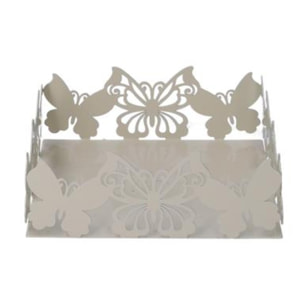 Portatovaglioli in metallo farfalla crema quadrato cm16,5x16,5h6