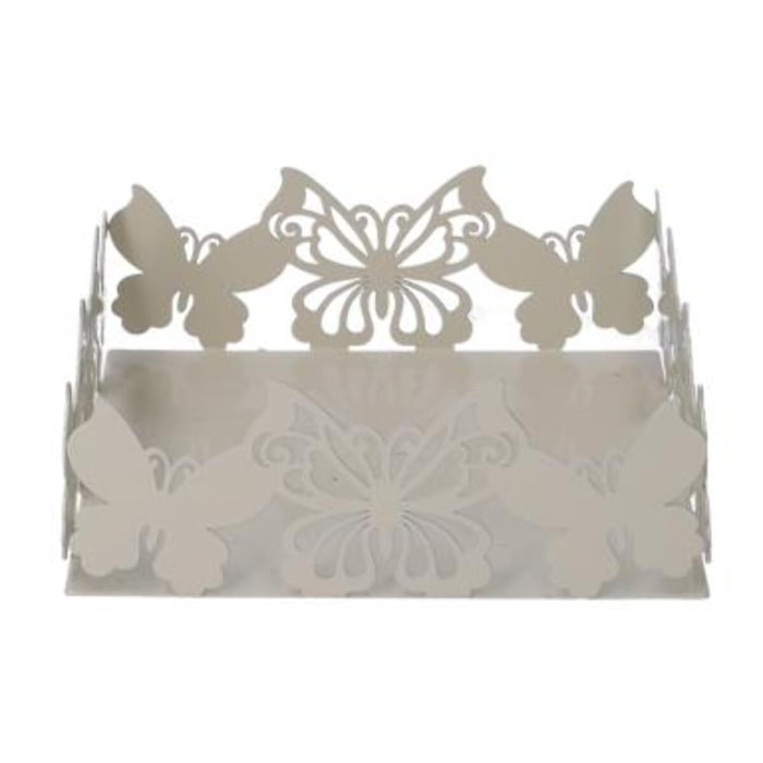 Portatovaglioli in metallo farfalla crema quadrato cm16,5x16,5h6