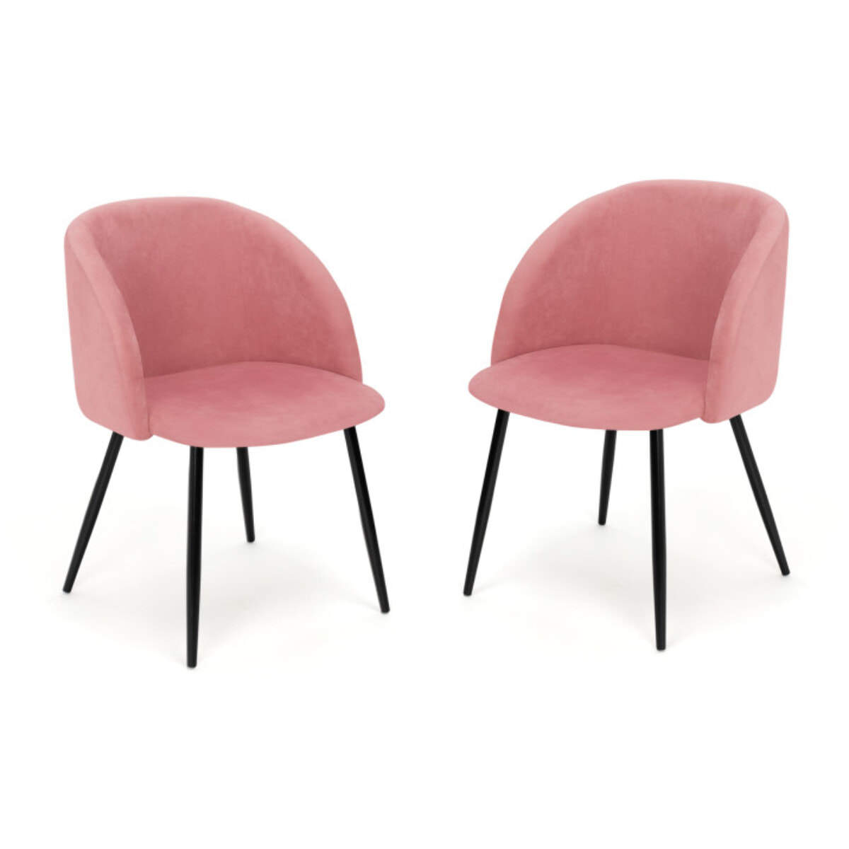 Chaises Nina velours rose pieds noirs - lot de 2