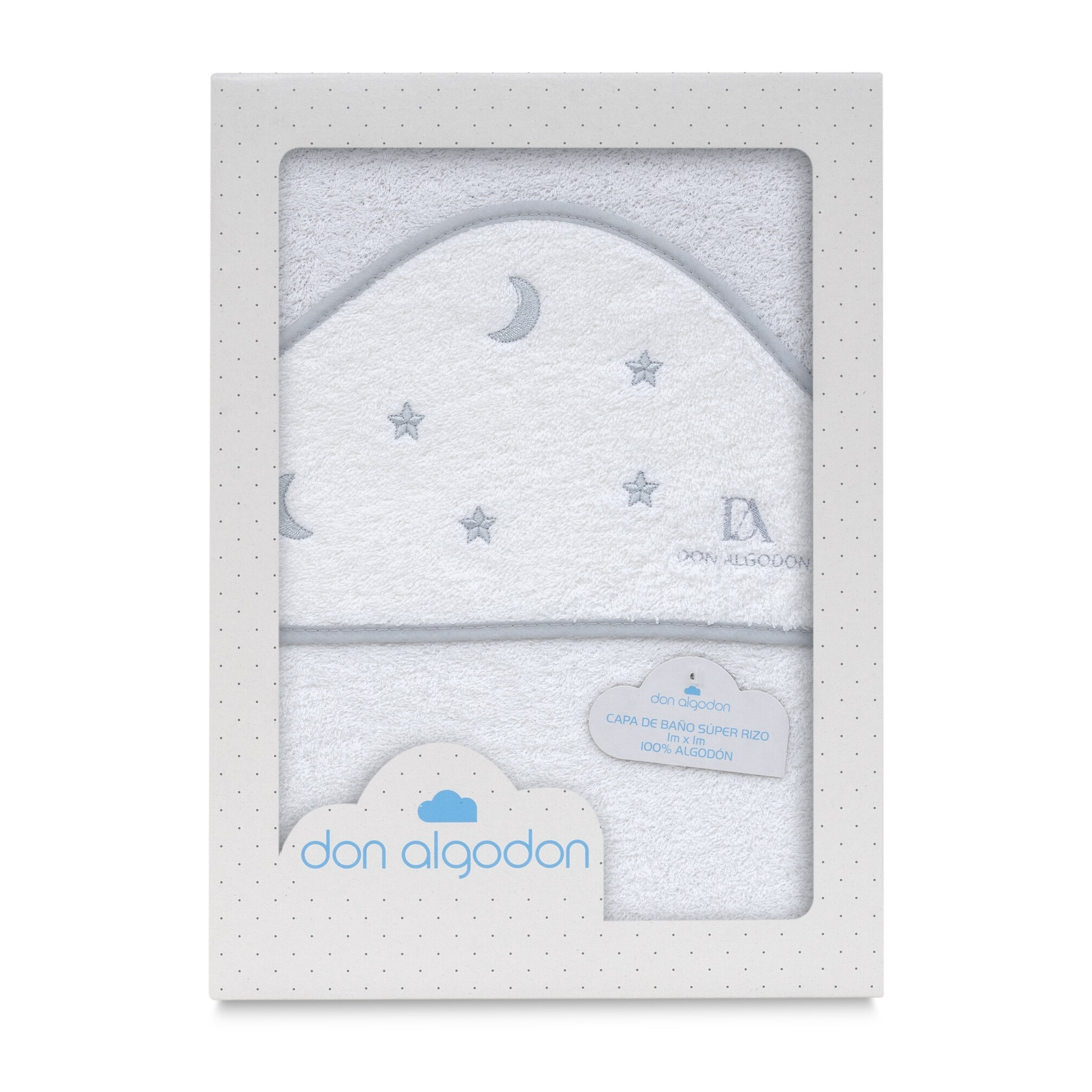 Capa de Baño 1X1  Don Algodon Estrelas Luna Bco/Gris