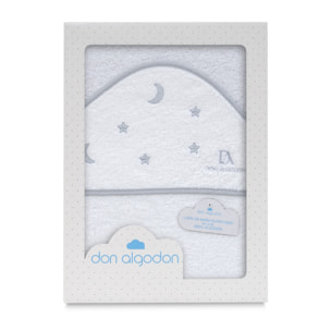 Capa de Baño 1X1  Don Algodon Estrelas Luna Bco/Gris