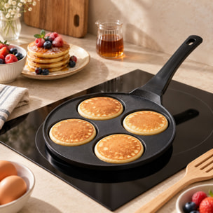 Poêle à pancake 26cm en aluminium noire - tous feux