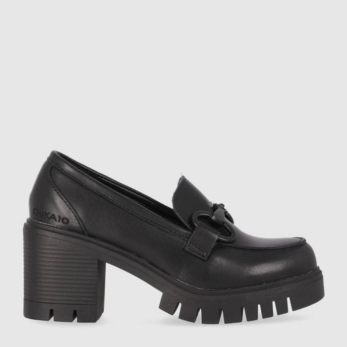 Zapatos de Piel - Negro - Tacón: 7 cm