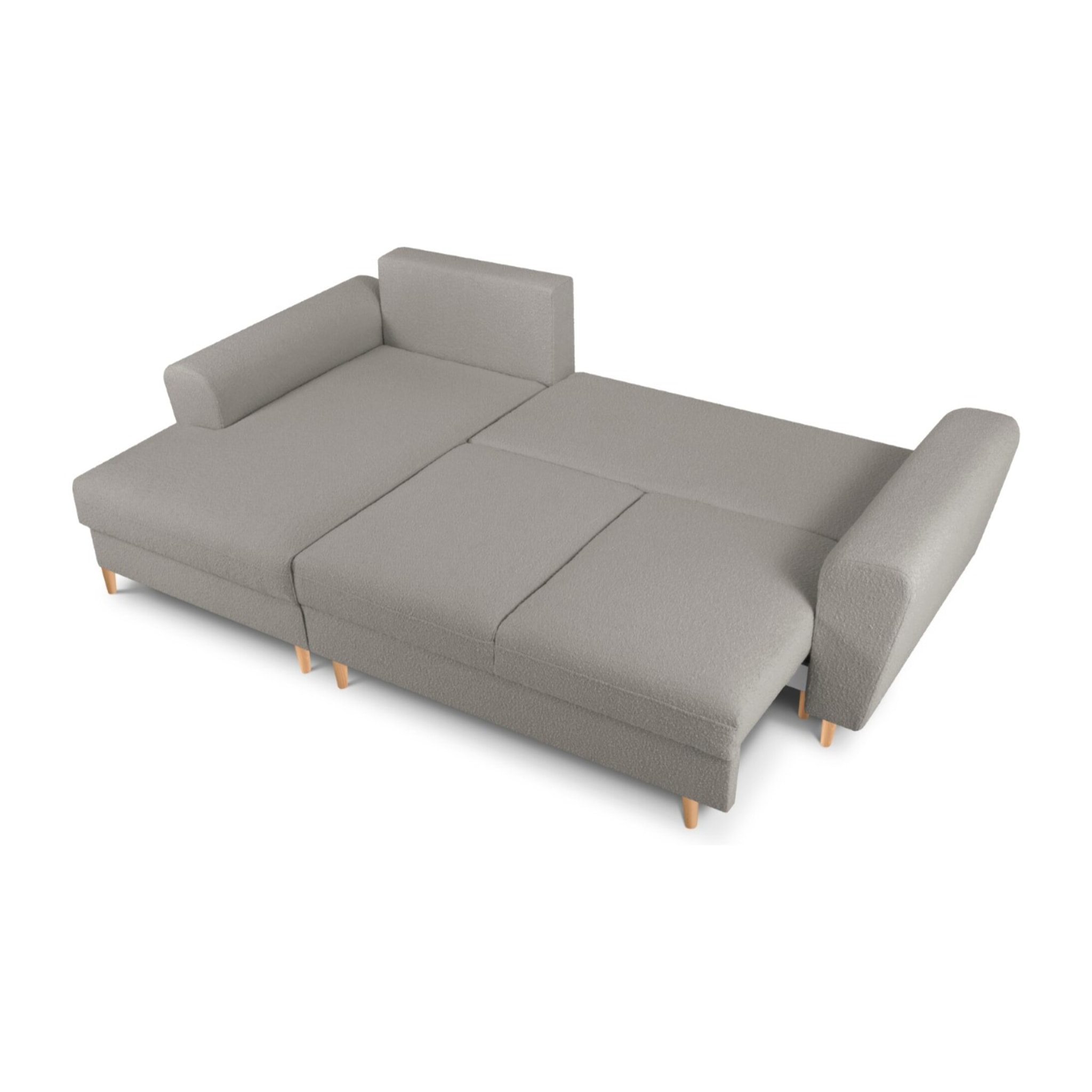 Canapé d'angle gauche convertible avec coffre de rangement "Kyoto" 4 places en bouclé gris
