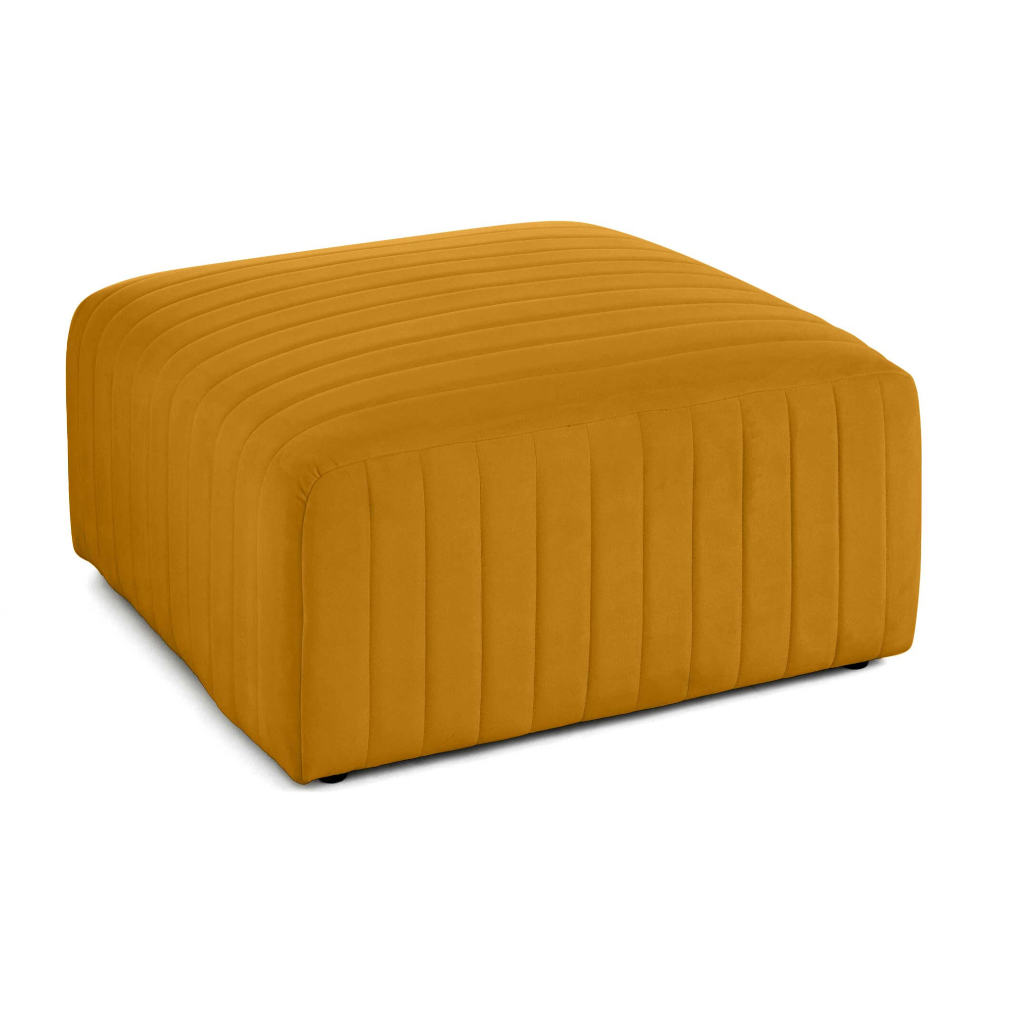 Nova - canapé modulable d'angle droit - 5 places - avec pouf d'appoint - en velours - Jaune