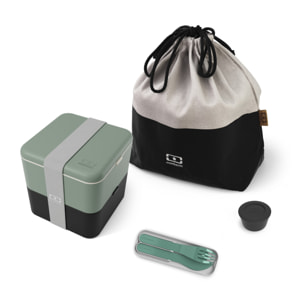 Set repas lunch box 2 étages 1,7L + sac de transport + couverts