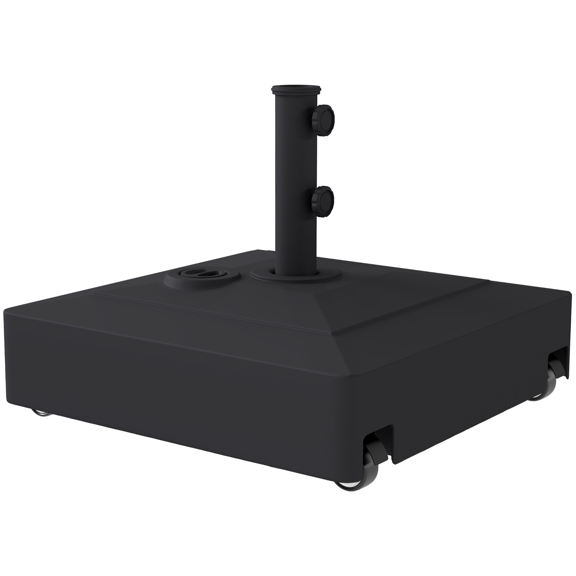 Pied de parasol carré mobile à lester compatible mât 35/38/48 mm noir