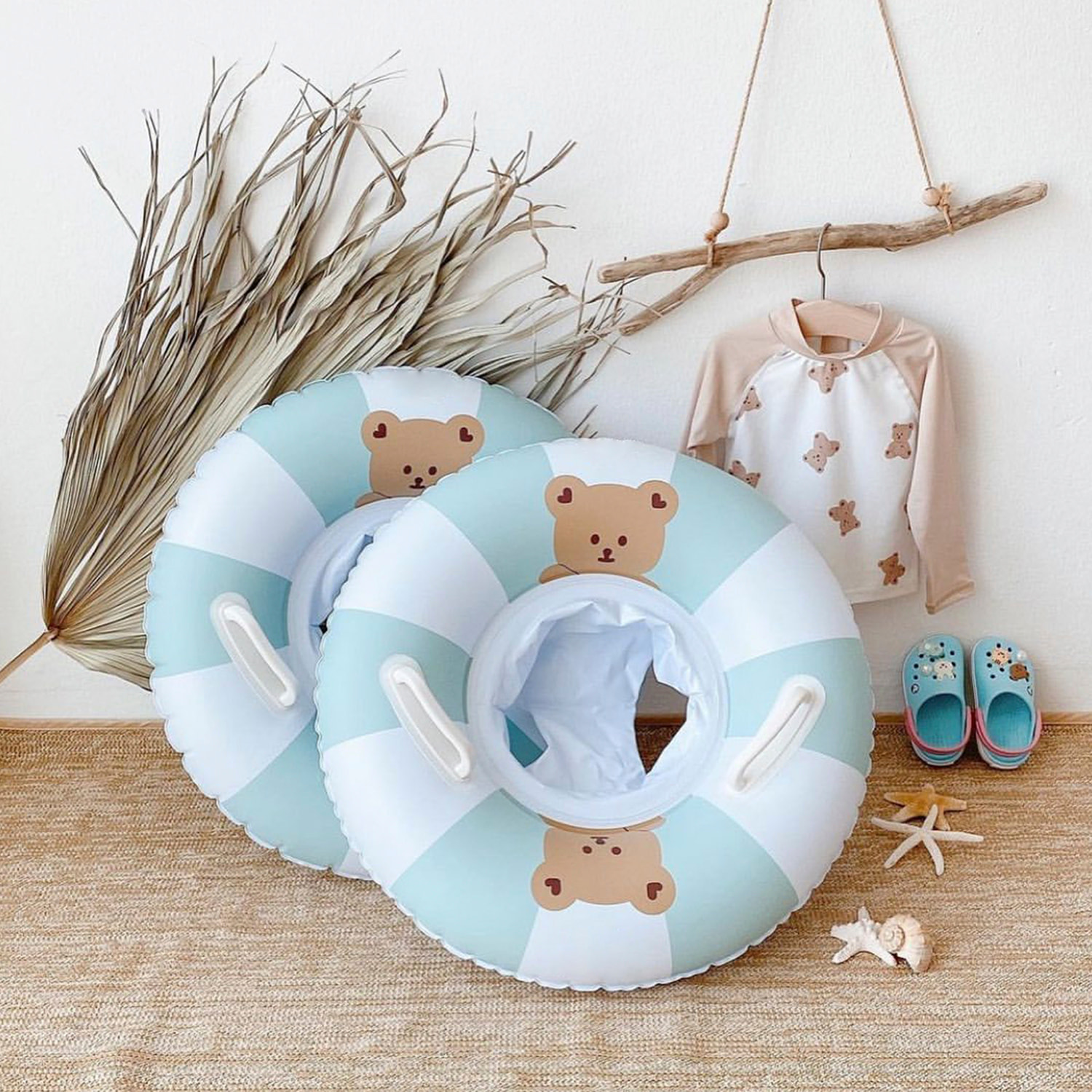DAM Flotador infantil redondo con asas, 60 cm. 60x60x20 Cm. Color: Blanco