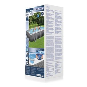 Bestway Piscine hors sol - Rectangulaire - Power Steel - Effet Rotin gris 549 x 274 x 122 cm