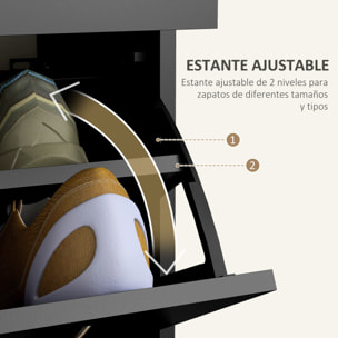 Mueble Zapatero Estrecho Zapatero Entrada Recibidor con 2 Cajones Abatibles y 2 Cajones Extraíbles para 12 Pares de Zapatos para Pasillo 80x30x91,5 cm Negro