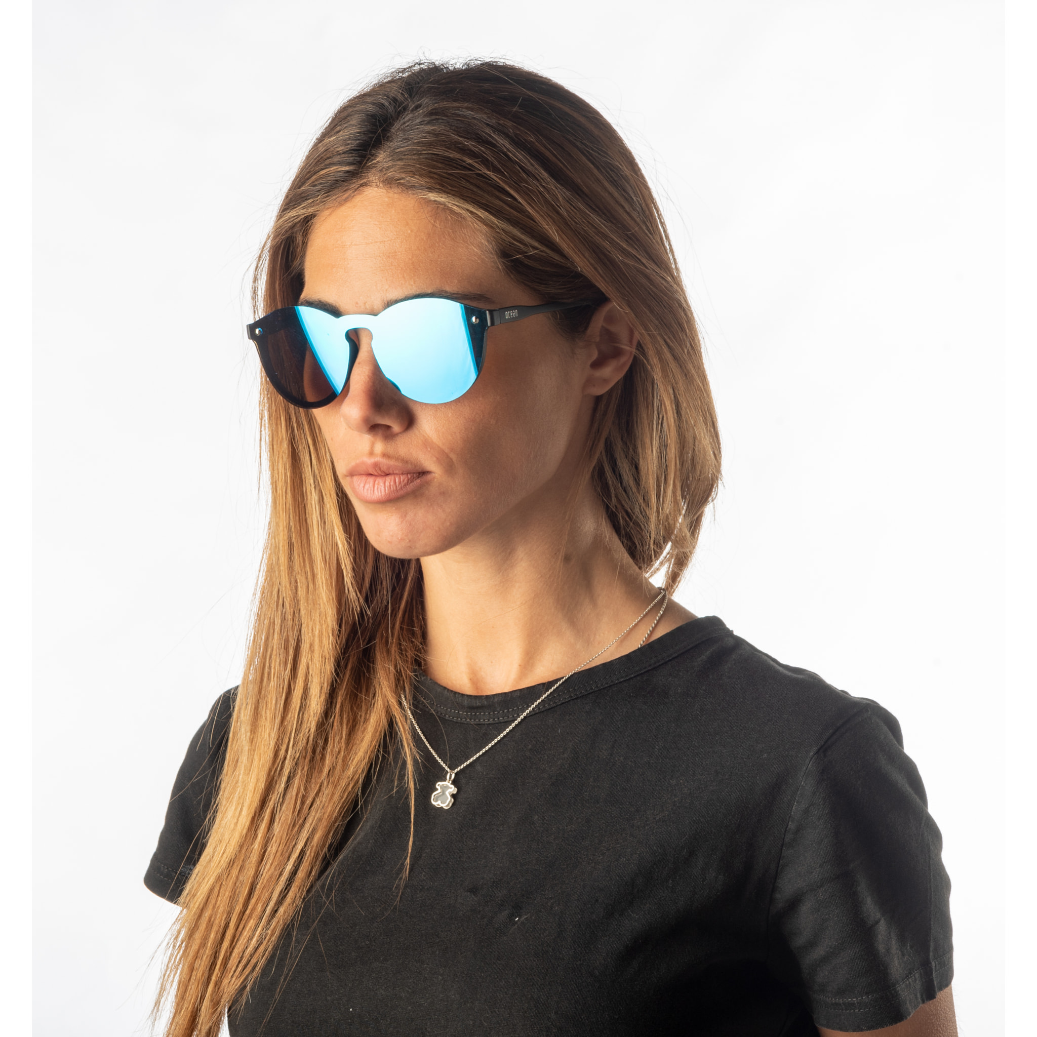 Gafas de sol PALO ALTO RIGA - Negro mate / Plana revo azul cielo