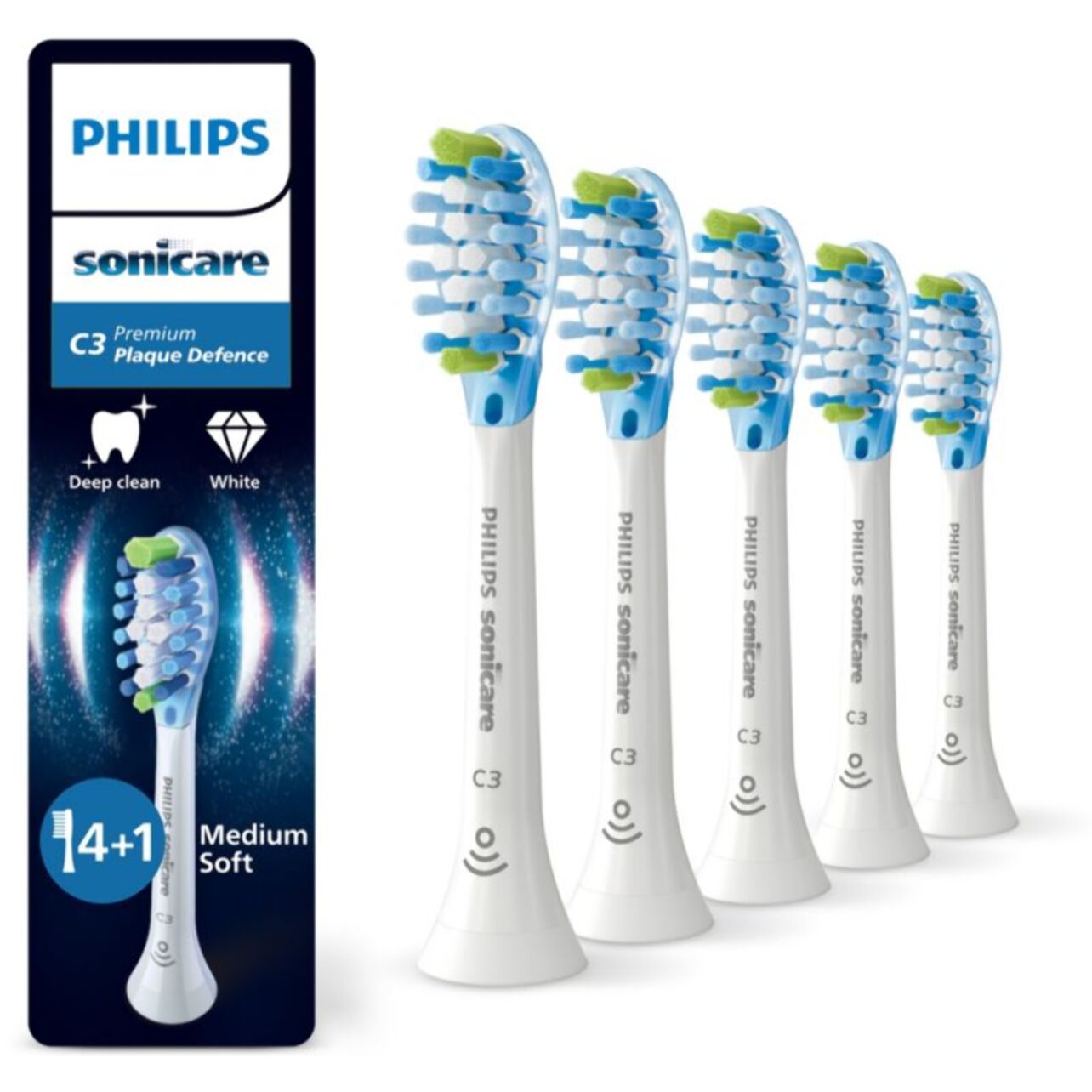Brossette dentaire PHILIPS Sonicare lot de 5 - HX9045/87 white Premium Plaque Defence C3