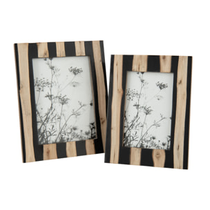 J-Line cadre photo - bois - noir/or - large