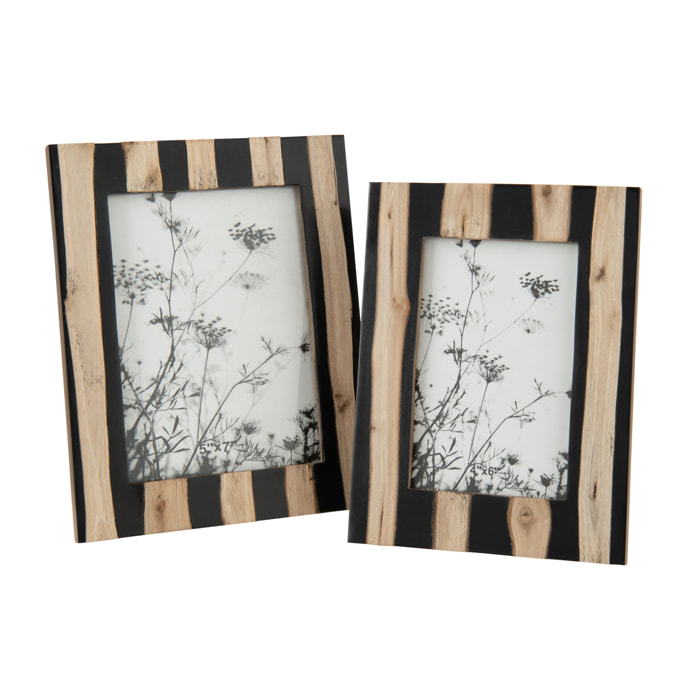 J-Line cadre photo - bois - noir/or - large