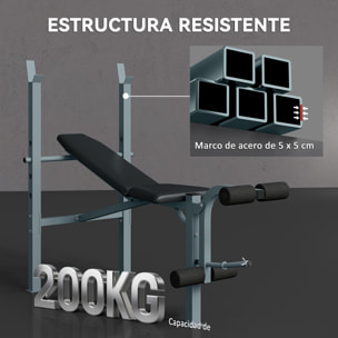 Banco de Pesas Altura Ajustable Banco de Musculación Multifuncional Máquina de Fitness Entrenar Completo con Respaldo Regulable Carga 300 kg 165x68x114 cm