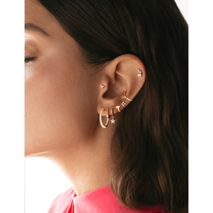 Pendiente Suelto Ear Cuff Gota Plata Baño Oro