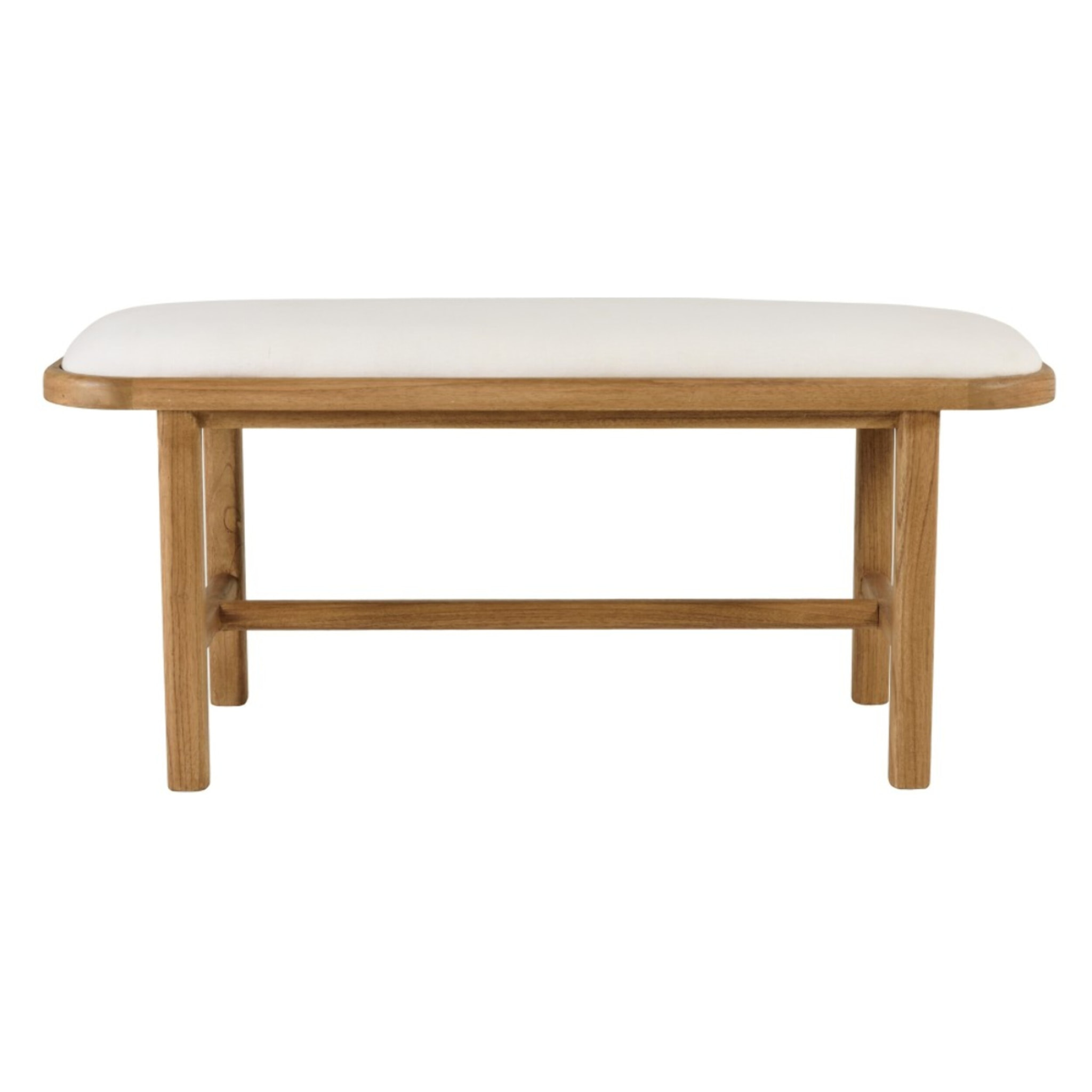 AMY - Banc 1 place avec coussin blanc en bois de mindi et rotin naturel AMY