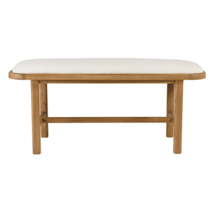 AMY - Banc 1 place avec coussin blanc en bois de mindi et rotin naturel AMY