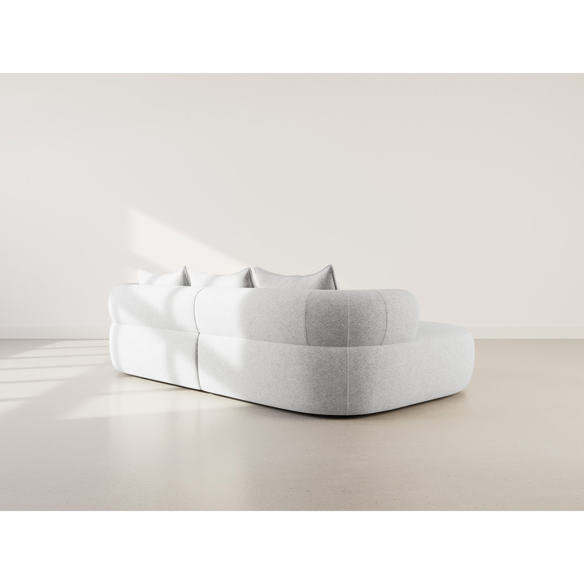 Angela - canapé d'angle gauche 4 places en velours texturé - Gris clair