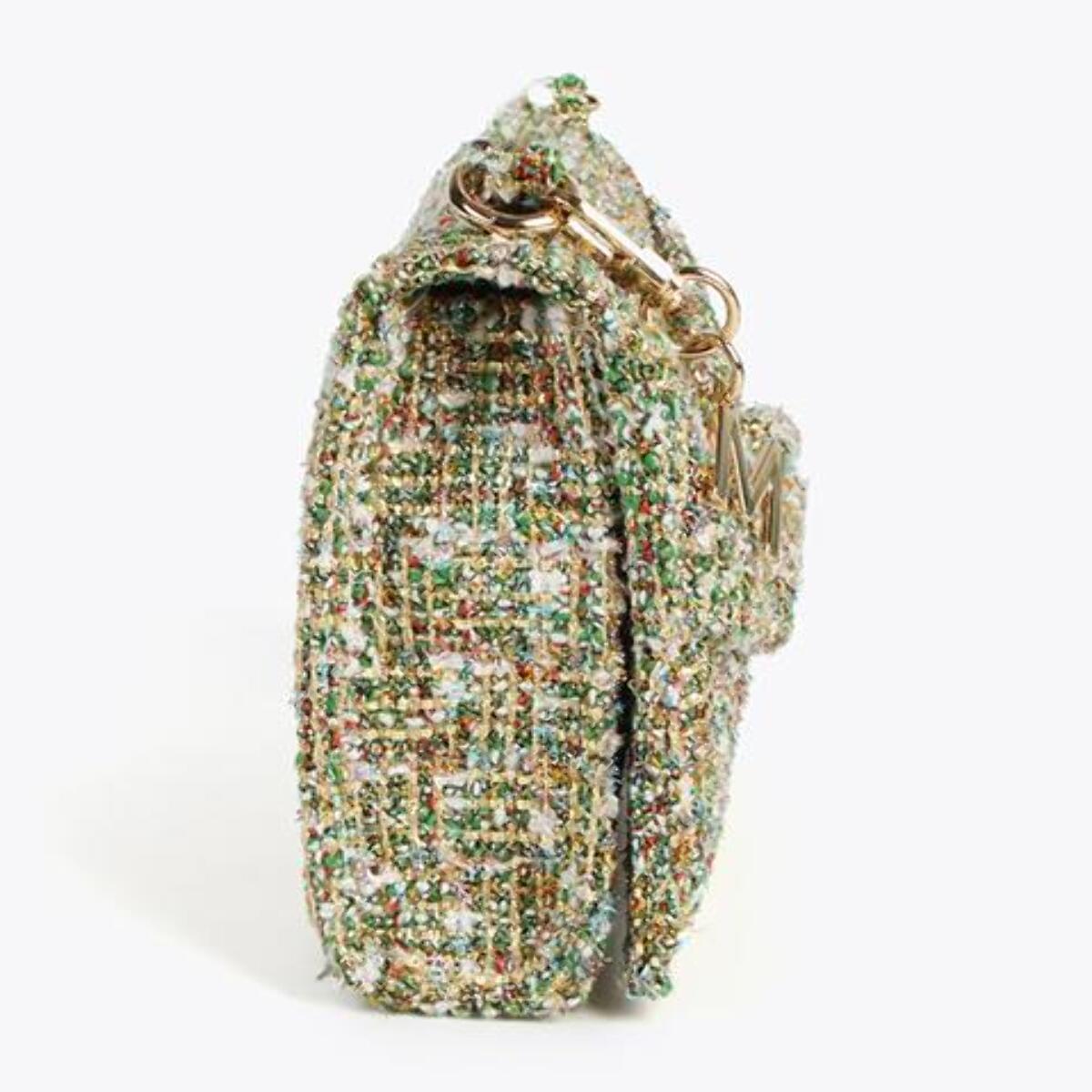Borsa a tracolla con patta in tweed