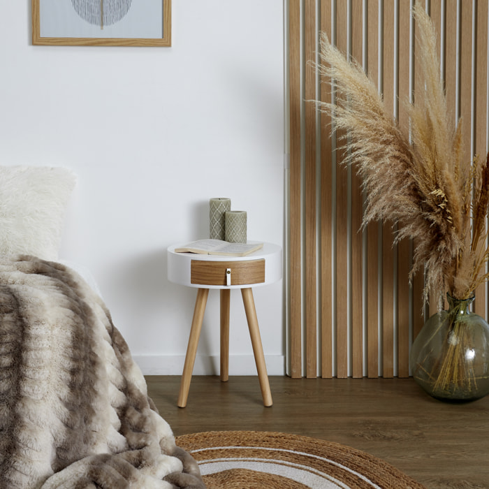 Chevet Nora Blanc 34.5x34.5x47cm