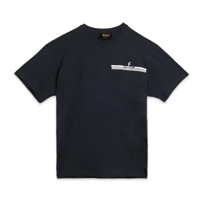 T-shirt con cuciture a blocchi e inserto a contrasto