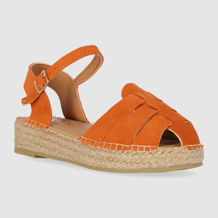 Sandalias de Serraje - Naranja - Tacón: 5 cm
