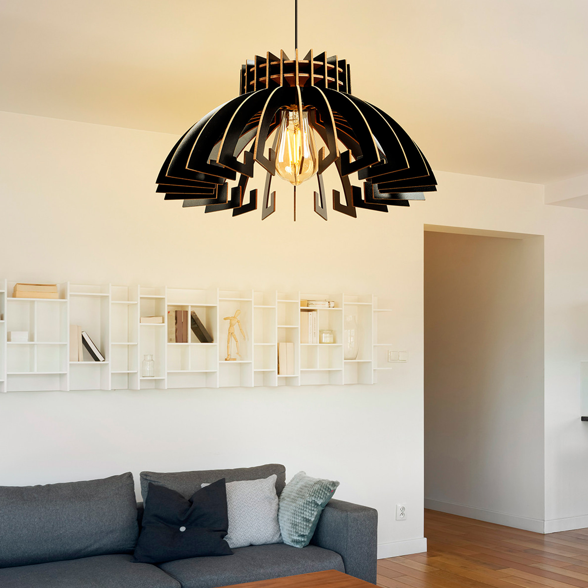 Lámpara de techo 65 cm. negro, tipo E 27 Max 45 - 60 W