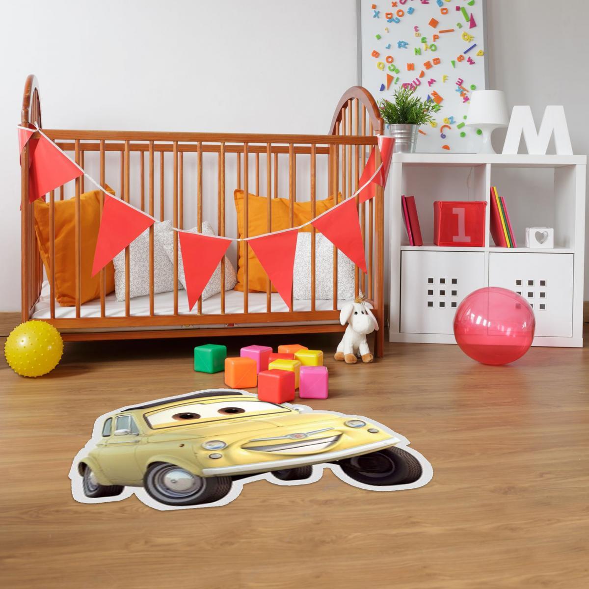 Tapis enfant 50x80 Lavable 30° SHEP CARS jaune