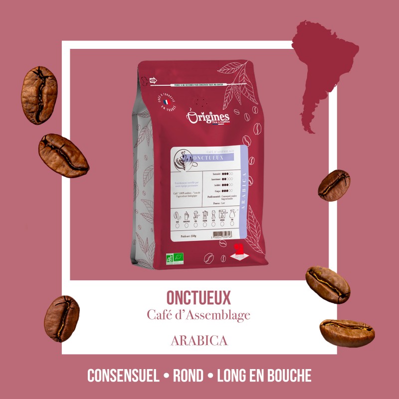 Café Bio L'Onctueux - Blend Pur Arabica - Grain 250g